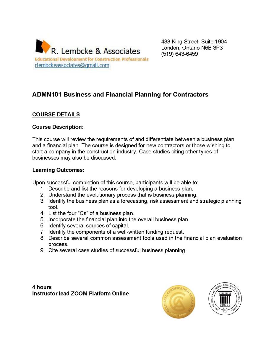 Estimating courses construction association of thunder bay